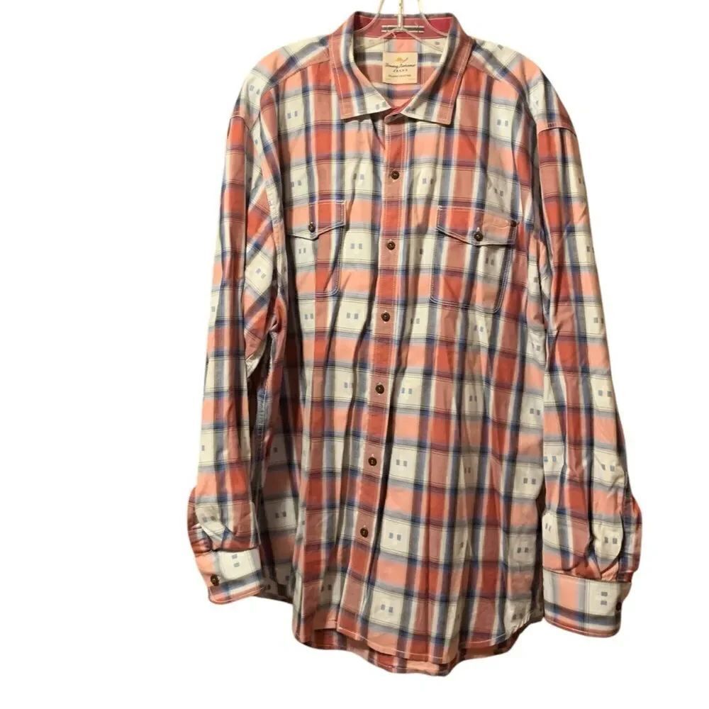 Tommy Bahama Long Sleeve Button Down in Red, Blue and White Size XX Large